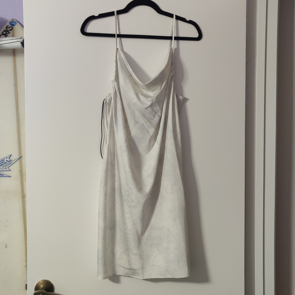 Cowl neck satin mini dress